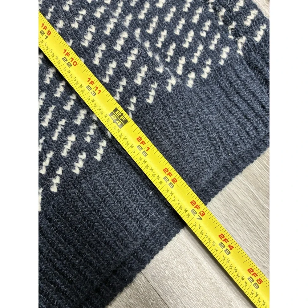 Vintage L.L.Bean Birdseye 100% Wool Blue White Fisherman Sweater Norway Made L